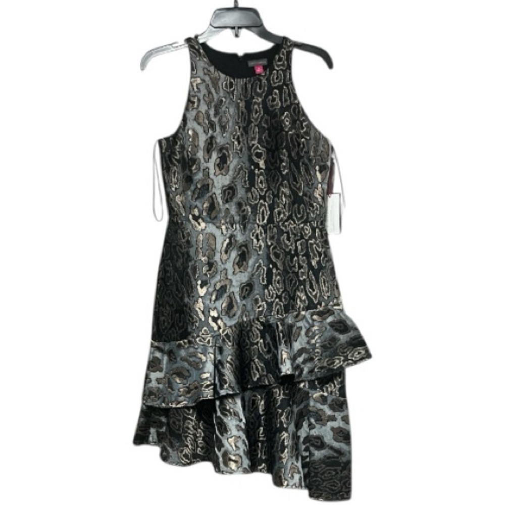 Vince Camuto Sleeveless Metallic Leopard Print Jacquard Dress